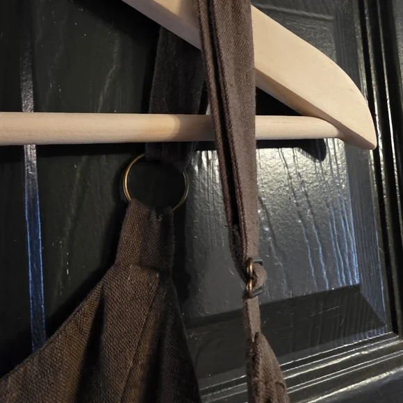 Voriagh Linen Olive Brown Wrap Dress Embroidered - Picture 7 of 7